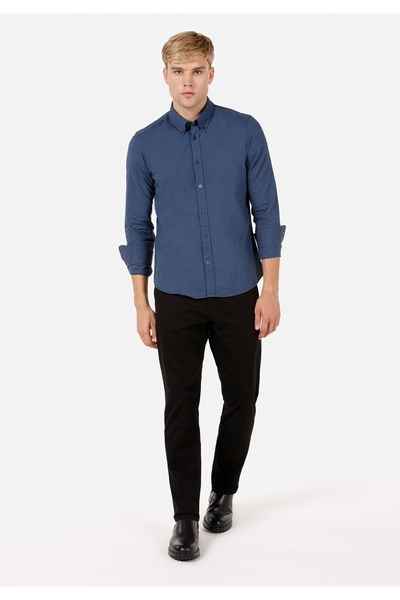 Colin's Slim Fit Shirt Neck Erkek Lacivert Uzun Kol Gömlek