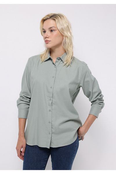 Colin's Regular Fit Shirt Neck Plain Women's Green Long Sleeve Shirt