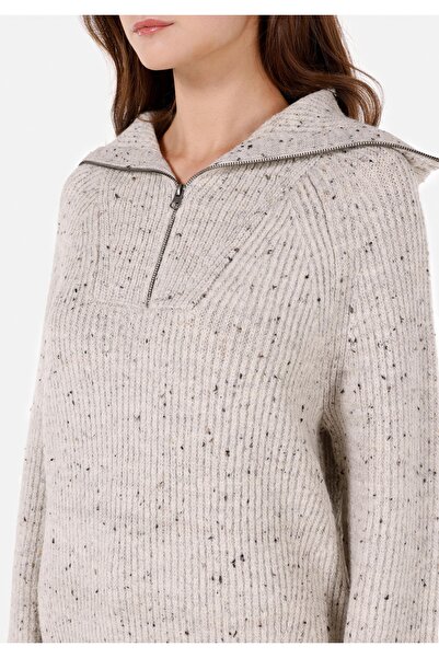 Colin's Regular Fit Fermuarlı Kadın Taş Kazak