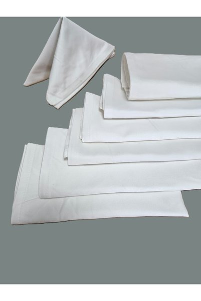 Piyes Home White Color Cotton Satin Serving Napkin Presentation Napkin American Serving 6-Piece Fabric Napkin – 45X45 cm