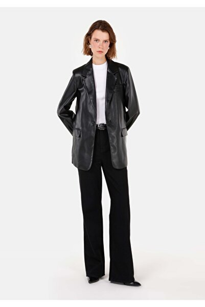 Colin's Regular Fit V Yaka Kadın Siyah Mont Pu