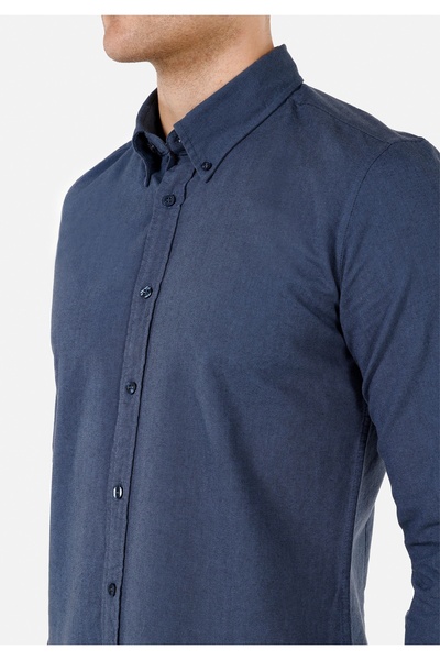 Colin's Slim Fit Shirt Neck Erkek Lacivert Uzun Kol Gömlek