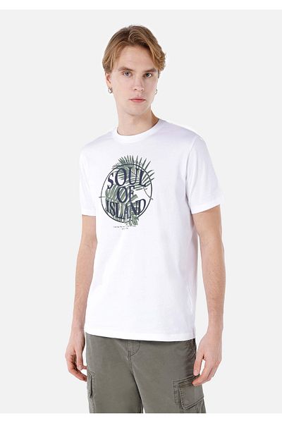 Colin's Regular Fit Round Neck Plain Men's White Short Sleeve Knitted T-Shirt