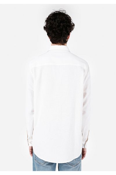 Colin's Comfort Fit Shirt Neck Plain Men's White Long Sleeve Shirt
