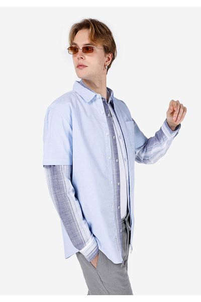 Colin's Men's Blue Shirt - Sleeves
