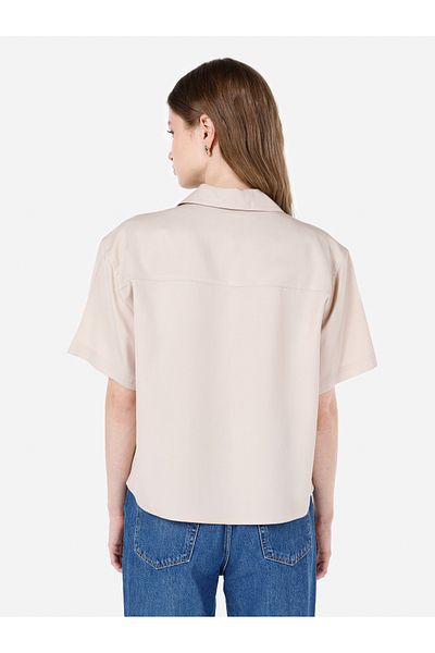 Colin's Regular Fit Shirt Neck Plain Women's Beige Short Sleeve Shirt