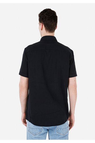 Colin's Regular Fit Shirt Neck Plain Men's Black Short Sleeve Shirt