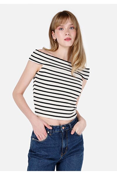 Colin's Slim Fit Boat Neck Γυναικείο μαύρο κοντομάνικο μπλουζάκι