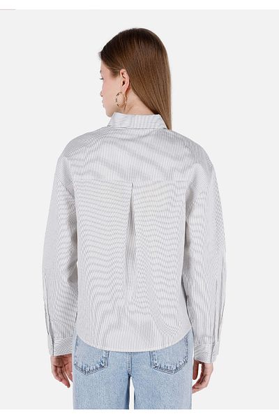 Colin's White Striped Regular Cut Women's Shirt - Long Sleeve