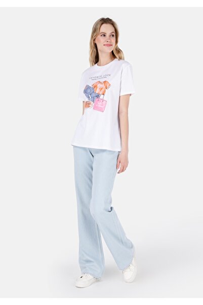 Colin's Tricou alb de damă cu mânecă scurtă