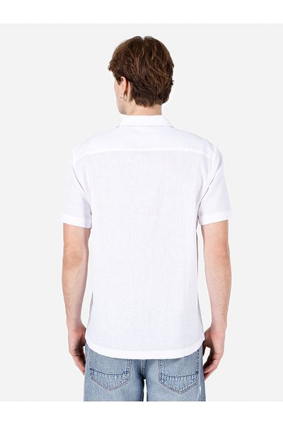 Colin's Comfort Fit Shirt Neck Plain Men's White Short Sleeve Shirt