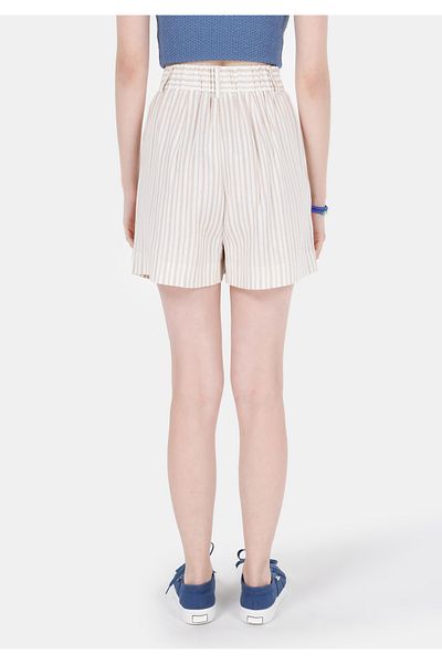 Colin's Regular Fit High Waist Striped Women's Beige Shorts