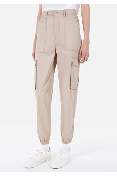 Colin's Regular Fit Yüksel Bel Dar Paça Kadın Bej Pantolon