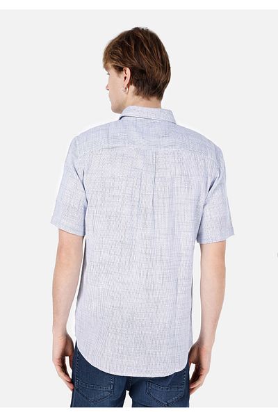 Colin's Regular Fit Shirt Neck Plain Men's Blue Short Sleeve Shirt