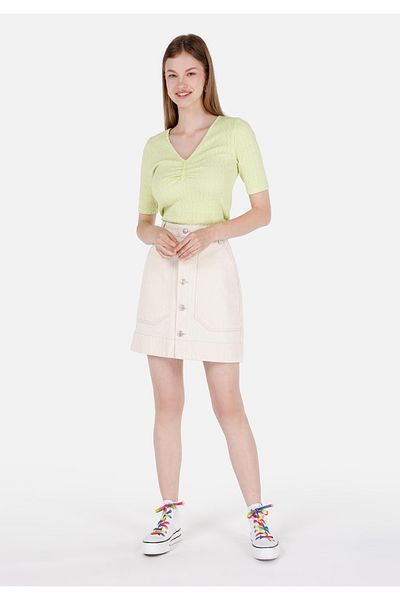 Colin's Slim Fit Beige Women's Jean Skirt