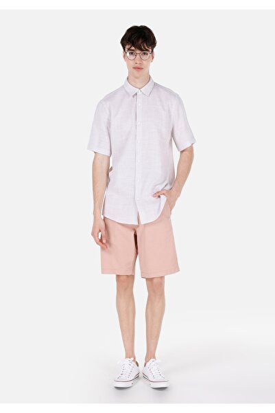 Colin's Regular Fit Shirt Neck Düz Erkek Bej Kısa Kol Gömlek