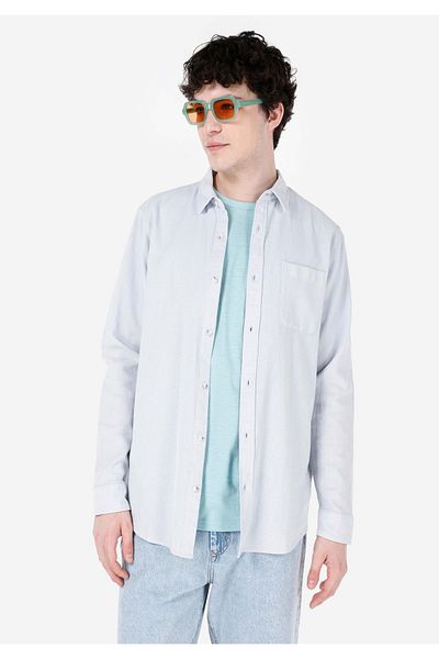 Colin's Comfort Fit Shirt Neck Plain Men's Blue Long Sleeve Shirt