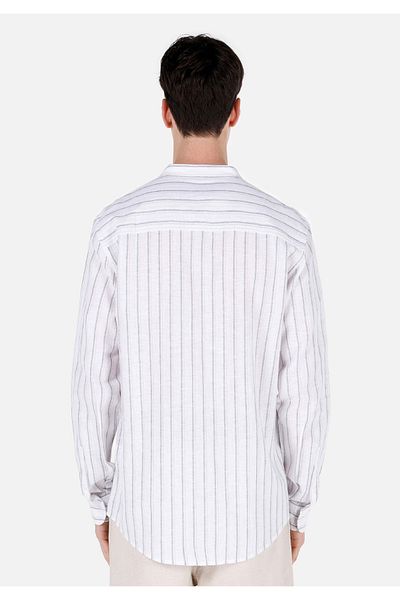 Colin's Regular Fit Judge Collar Striped Men's White Long Sleeve Shirt