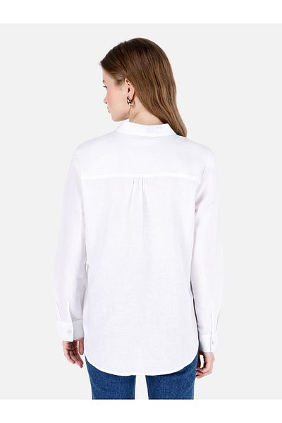 Colin's Regular Fit Shirt Neck Plain Women's White Long Sleeve Shirt