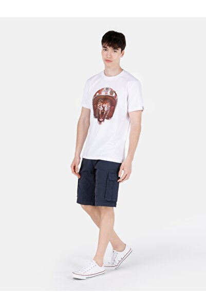 Colin's Білі чоловічі футболки з коротким рукавом з принтом з екіпажною шиєю