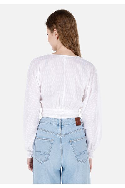 Colin's Regular Fit V-Neck Women's White Long Sleeve Shirt