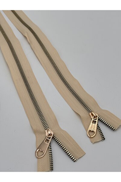 kumasfabrik (45 cm) 2 Adet Fermuar/Çanta Fermuarı/Çanta Aksesuar/Krem Altın D...