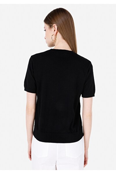 Colin's Normal Kesim Bisiklet Yaka Siyah Kadın Kısa Kol Kazak