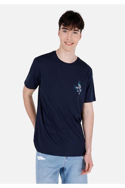 Colin's Regular Fit Round Neck Plain Pocketless Men's Navy Blue Short Sleeve T-Shirt