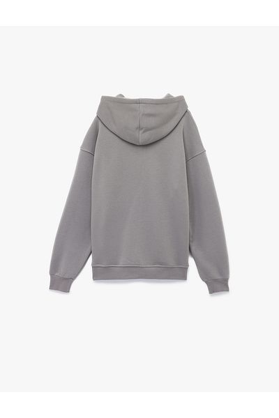 Koton Long Sleeve Hooded Hooded Zippered Printed Oversize Sweatshirt