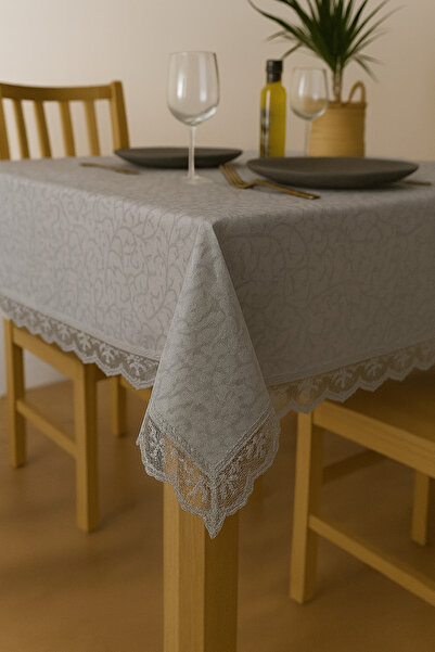 ceyizimdekor مفرش طاولة رمادي Kdk مقاوم للبقع