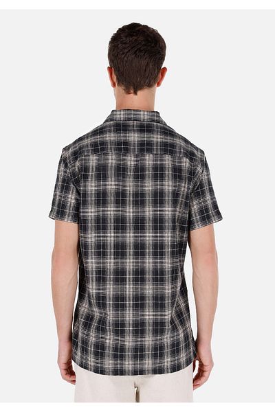 Colin's Regular Fit Shirt Neck Plaid Men's Black Short Sleeve Shirt