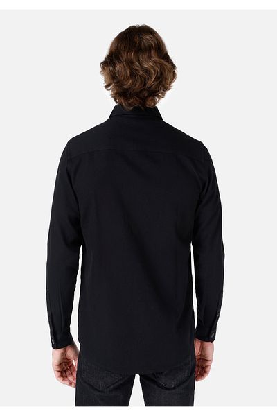 Colin's Regular Fit Shirt Neck Plain Men's Black Long Sleeve Shirt
