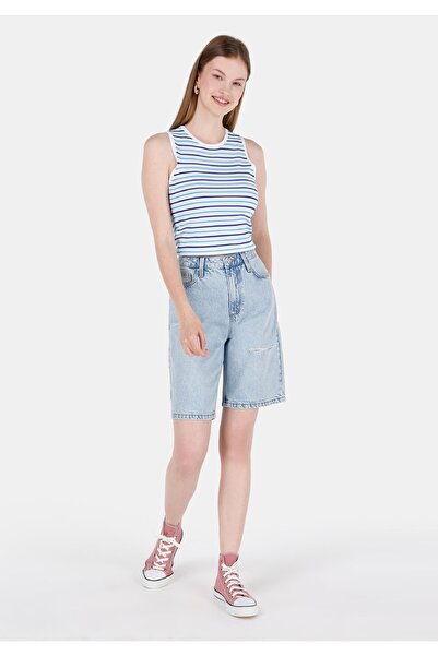 Colin's Regular Fit Yüksel Bel Kadın Mavi Jean Şort