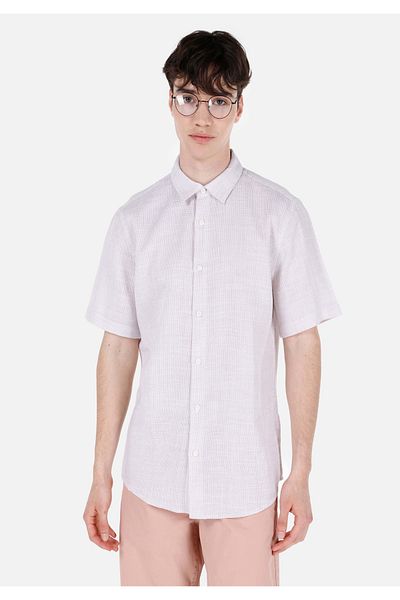 Colin's Regular Fit Shirt Neck Plain Men's Beige Short Sleeve Shirt