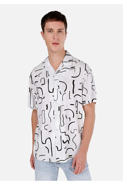 Colin's Regular Fit Shirt Neck Printed Men's Beige Short Sleeve Shirt