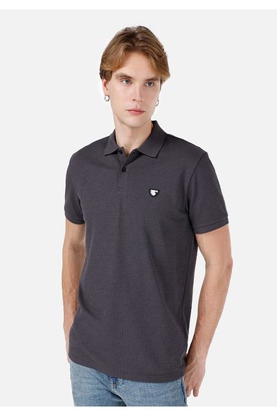 Colin's Regular Fit Polo Neck Plain Men's Anthracite Short Sleeve T-Shirt