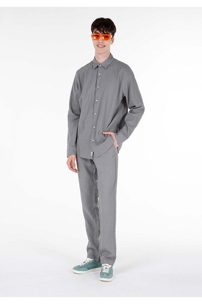 Colin's Regular Fit Mid Waist Straight Leg Men's Green Linen Trousers