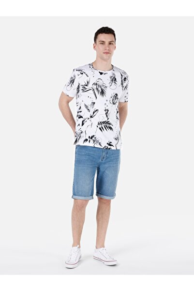 Colin's Regular Fit Crew Neck Printed White Men's Short Sleeve T-Shirt