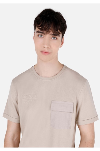 Colin's Μπεζ Ανδρικό T-Shirt - Μανίκια