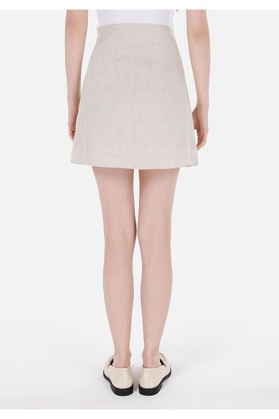 Colin's Mini Skirt Plain Zippered Women's Beige Skirt