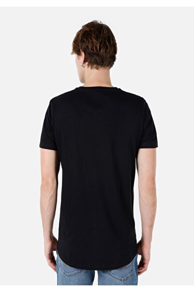 Colin's Long Fit Round Neck Plain Men's Black Short Sleeve T-Shirt