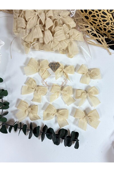 LAYLAEVENTS Linen Ribbon Ready Bow 20 Pieces - Caramel