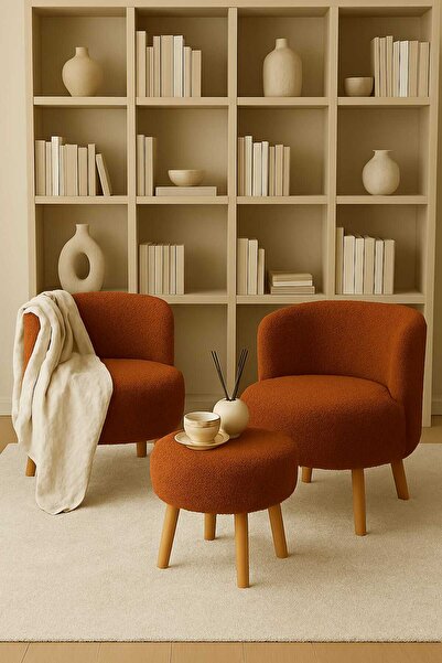 eda hacıoğlu edam bedding group Kahverengi Çay Seti İkili Koltuk Berjer ve Pu...