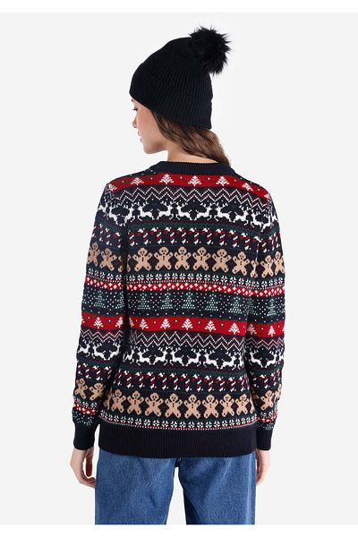 Colin's Regular Fit Round Neck Printed Women's Navy Blue Sweater