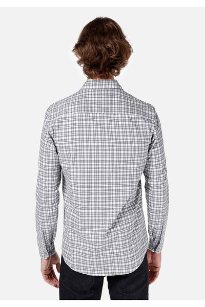 Colin's Slim Fit Shirt Neck Checked Men's Gray Long Sleeve Shirt