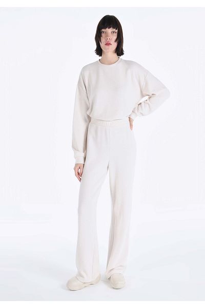Colin's Regular Fit Mid Waist Plain Women's Ecru Sweatpants