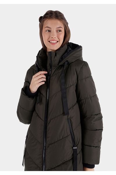 Colin's Regular Fit Hooded Zippered Lined Women's Green Coat