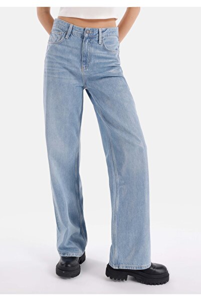 Colin's Regular Fit Yüksek Bel Geniş Paça Kadın İndigo Jean Pantolon