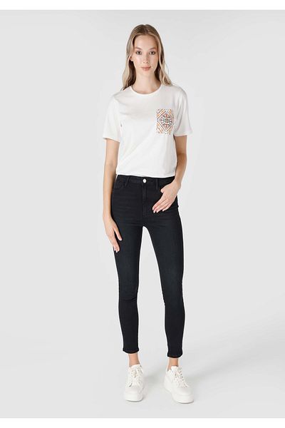 Colin's Skinny Fit Mid Waist Narrow Leg Women's Black Jean Trousers with Pockets