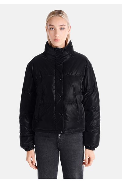 Colin's Black Inflatable Regular Fit Women's Coat